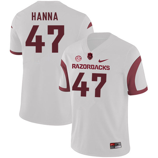 Men #47 Jordan Hanna Arkansas Razorbacks College Football Jerseys Sale-White